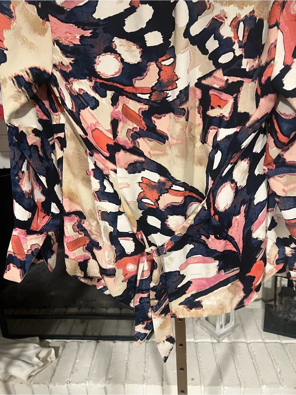NIC+ZOE Coral, Navy & Cream Abstract Button-Front Shirt - Picture 5 of 6